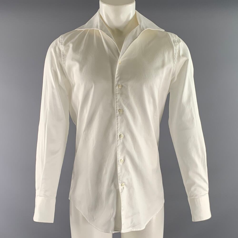 SUIT SUPPLY Size S White Solid Cotton Button Down Long Sleeve Shirt